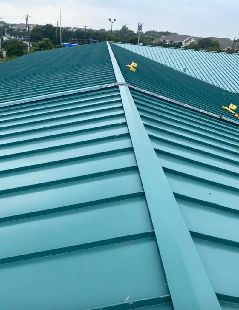 Green commercial metal roof ridge and valley for Metal Roof Repair in Union Hill-Novelty Hill